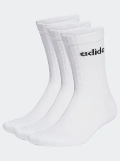 Wit - adidas Linear verpakking van 3 paar dikke sokken met ronde hals
