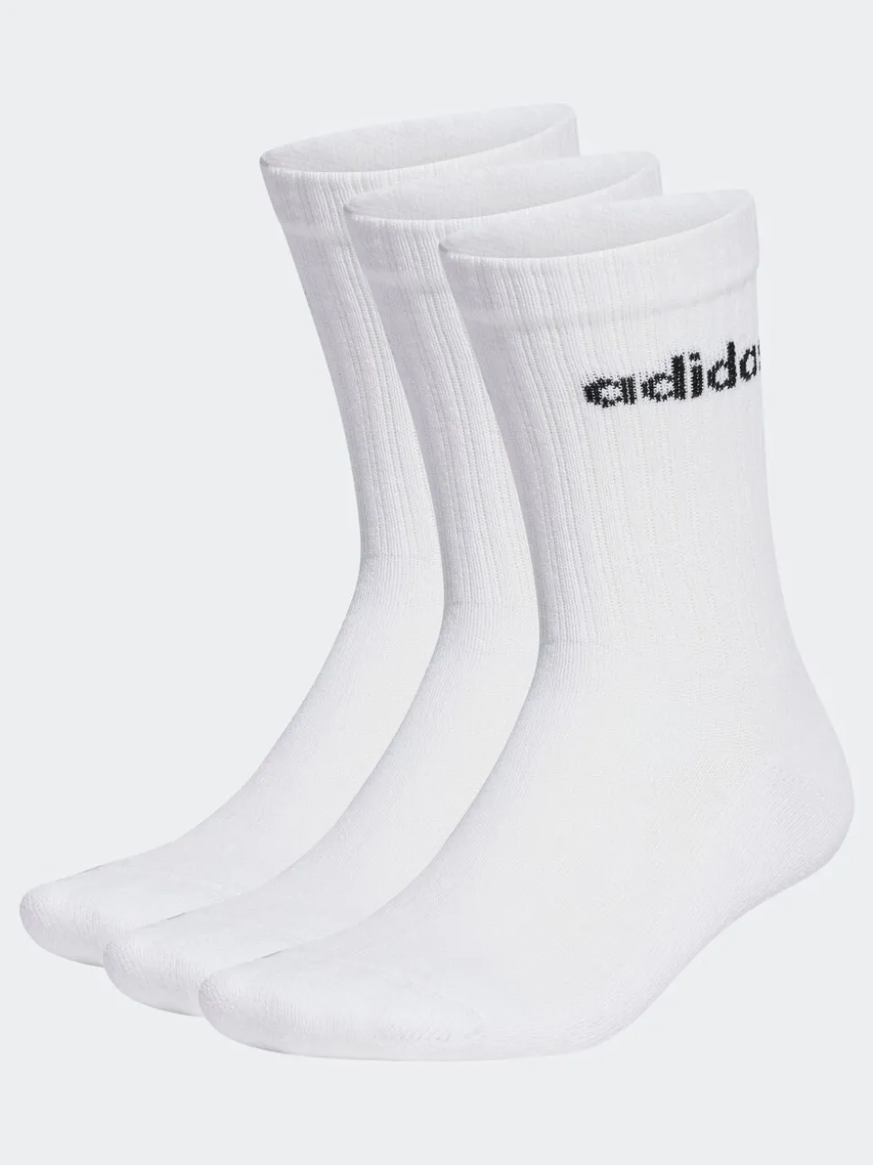 Wit - adidas Linear verpakking van 3 paar dikke sokken met ronde hals