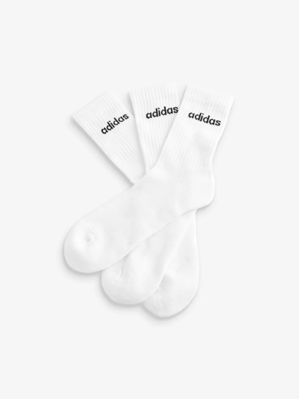 Wit - adidas Linear verpakking van 3 paar dikke sokken met ronde hals
