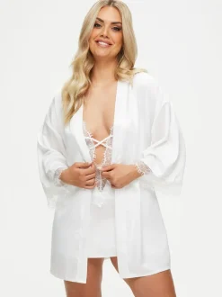 Wit - Ann Summers Cherryann satijnen kimono