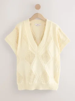 Wit - Argyle Open Knit Tank Cover-Up