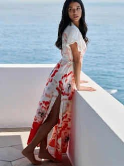 Wit - B by Ted Baker Floral Linen Blend Beach White Dress