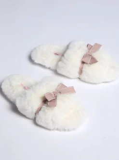 Wit - Boux Avenue Plush Bow Mix Slipper Sliders