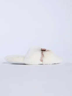 Wit - Boux Avenue Plush Bow Mix Slipper Sliders