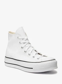 Wit - Converse - Hoge leren Lift Chuck Taylor sneakers met plateauzool