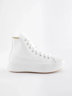 Wit - Converse Chuck Taylor All Star Move sneakers van leer met plateauzool