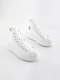 Wit - Converse Chuck Taylor All Star Move sneakers van leer met plateauzool