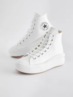 Wit - Converse Chuck Taylor All Star Move sneakers van leer met plateauzool