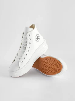 Wit - Converse Chuck Taylor All Star Move sneakers van leer met plateauzool
