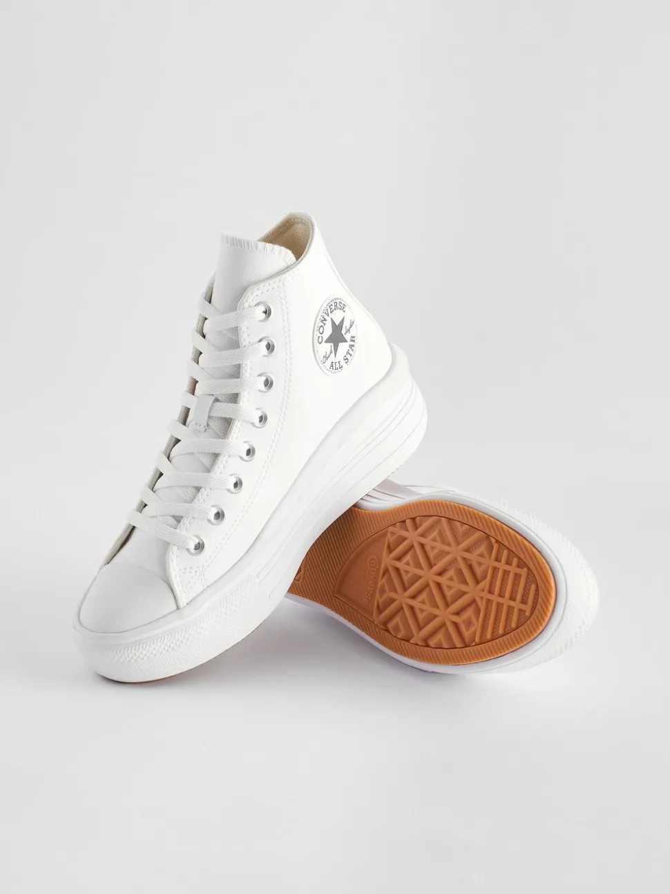 Wit - Converse Chuck Taylor All Star Move sneakers van leer met plateauzool