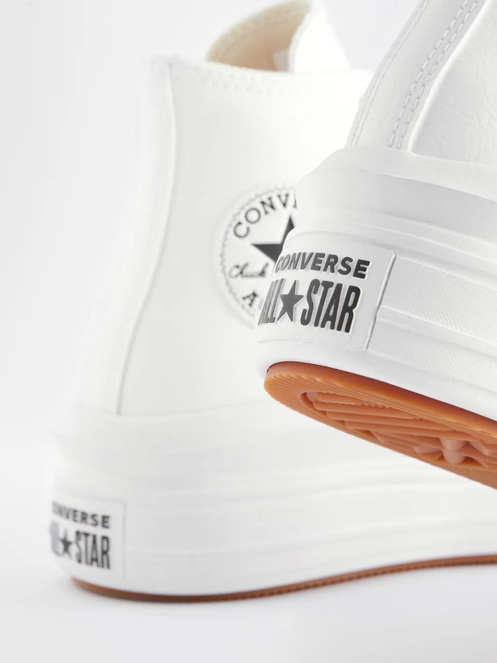 Wit - Converse Chuck Taylor All Star Move sneakers van leer met plateauzool
