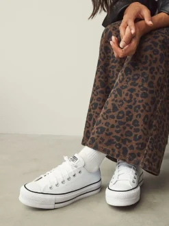 Wit - Converse Platform Lift Chuck Ox sneakers van leer