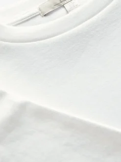 Wit - Dik T-shirt met ronde hals en korte mouwen