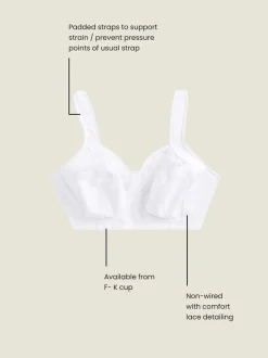 Wit - F-K cup beha met ultiem comfort, gewatteerde bandjes, zonder vulling, zonder beugel en met zijsteun
