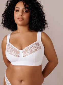Wit - F-K cup beha met ultiem comfort, gewatteerde bandjes, zonder vulling, zonder beugel en met zijsteun