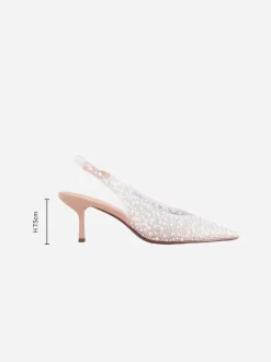 Wit - Forever Comfort® puntige slingback-hakken met vinyl en sierstenen