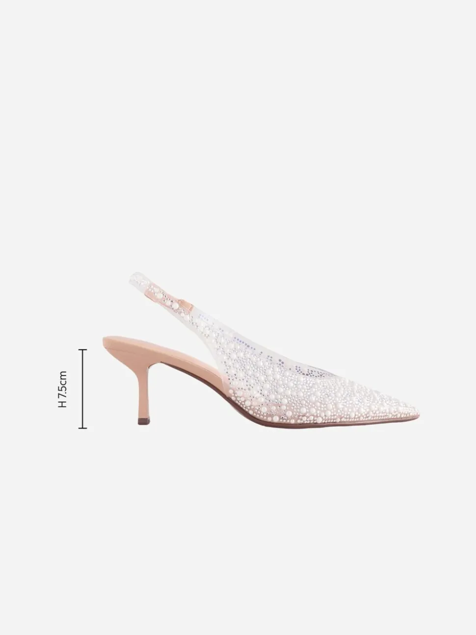 Wit - Forever Comfort® puntige slingback-hakken met vinyl en sierstenen