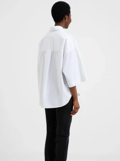 Wit - French Connection Rhodes Sust poplin popover-blouse met korte mouwen van 100% katoen