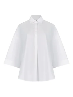 Wit - French Connection Rhodes Sust poplin popover-blouse met korte mouwen van 100% katoen