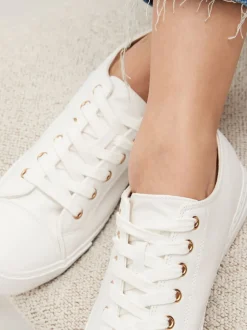 Wit - Gelakte honkbalsneakers