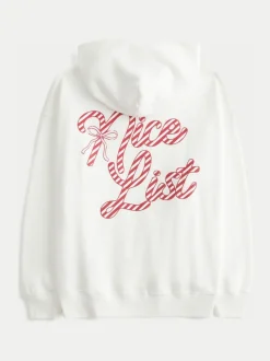 Wit - Hollister Christmas Back Graphic Boyfriend Hoodie