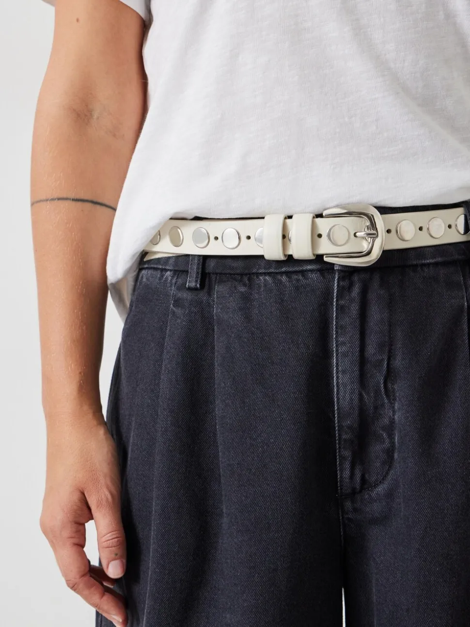 Wit - Hush Seren leren riem met studs