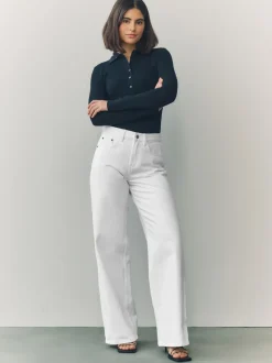 Wit - Jeans met wijde pijpen