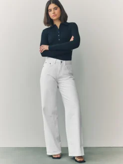 Wit - Jeans met wijde pijpen