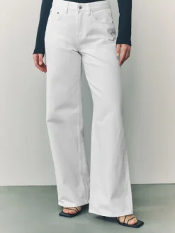 Wit - Jeans met wijde pijpen