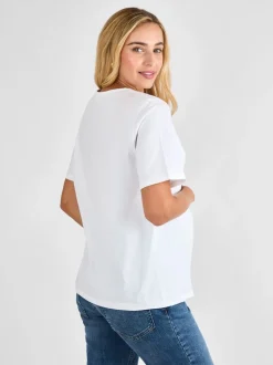 Wit - JoJo Maman Bébé - Oversized boyfriend zwangerschaps-T-shirt
