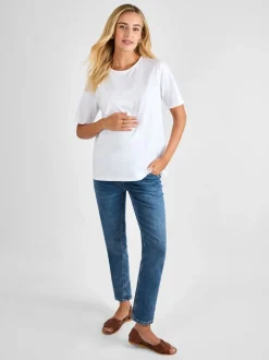 Wit - JoJo Maman Bébé - Oversized boyfriend zwangerschaps-T-shirt