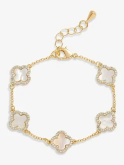 Wit - Jon Richard klaverarmband met zwarte emaille