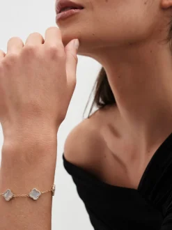Wit - Jon Richard klaverarmband met zwarte emaille