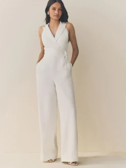 Wit - Jumpsuit met halterhals