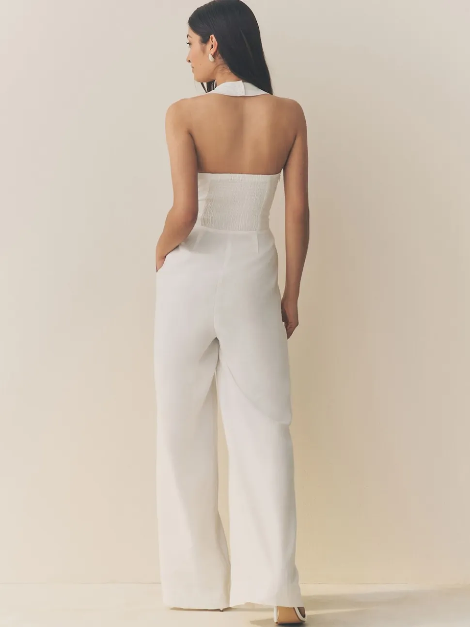Wit - Jumpsuit met halterhals