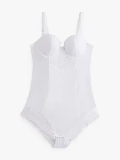 Wit - Kanten body met cups en sterke buikcorrectie