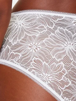 Wit - KBX Alice - Kanten Braziliaanse slip met hoge taille