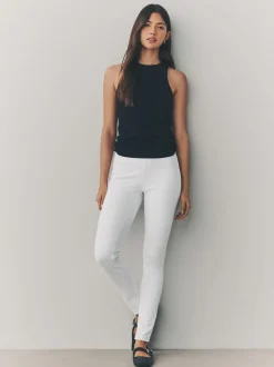 Wit - Legging van jersey-denim