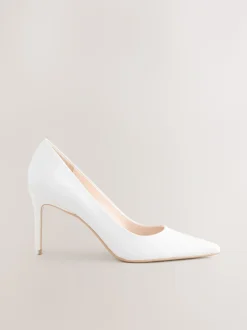Wit - Leren mid-court pumps