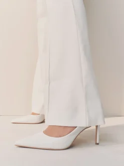 Wit - Leren mid-court pumps