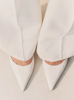 Wit - Leren mid-court pumps