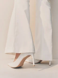 Wit - Leren mid-court pumps
