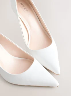 Wit - Leren mid-court pumps