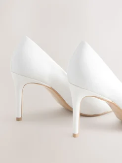 Wit - Leren mid-court pumps