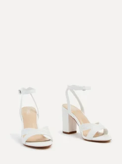 Wit - Linzi City sandalen met blokhak en geribbelde voorband