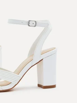Wit - Linzi City sandalen met blokhak en geribbelde voorband