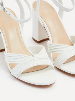 Wit - Linzi City sandalen met blokhak en geribbelde voorband