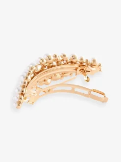 Wit - Metalen barretteclip met pareleffect