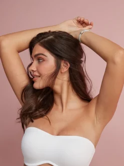 Wit - Minimaliserende strapless bandeaubeha zonder vulling in cupmaat DD+