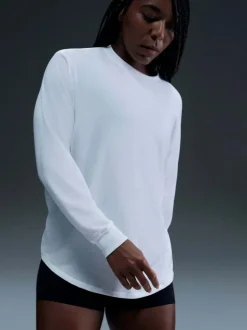 Wit - Nike One Relaxed Dri-FIT top met lange mouwen